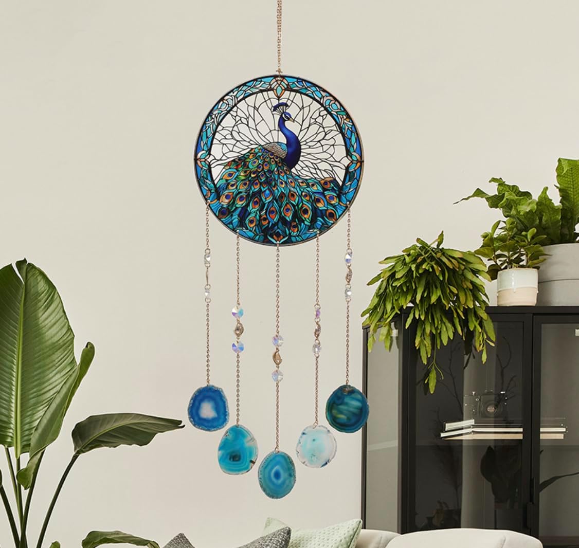 Blue Peacock Dream Catcher for Home Decor