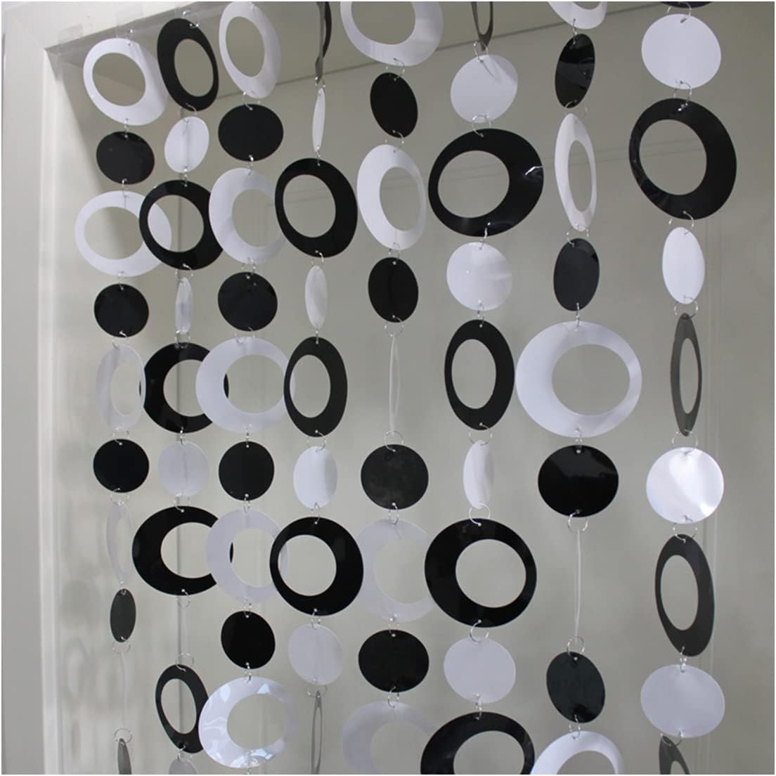 QueenBox 63in 8pcs Round Sequin Beaded Curtain