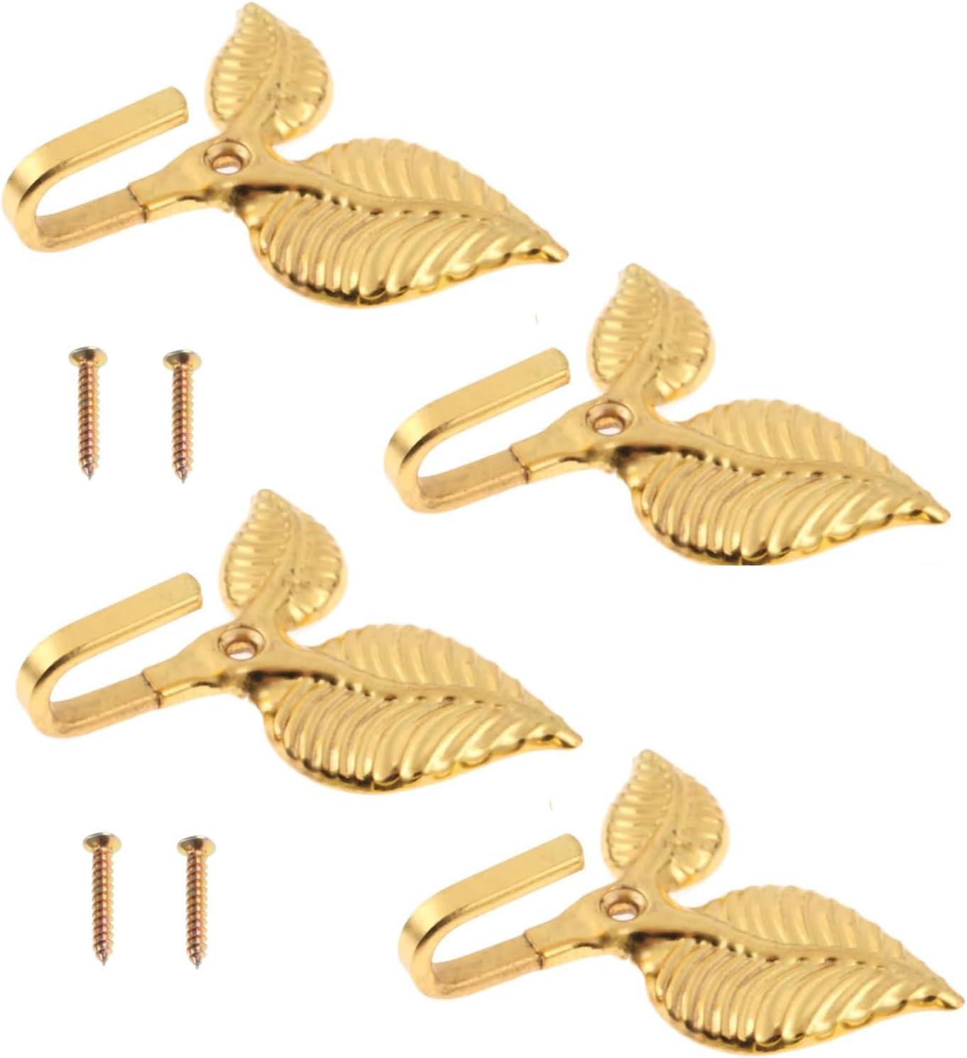 4Pcs Curtain Holdbacks Tieback Hooks Gold Vintage Leaf Design Multi Function Wall Hook