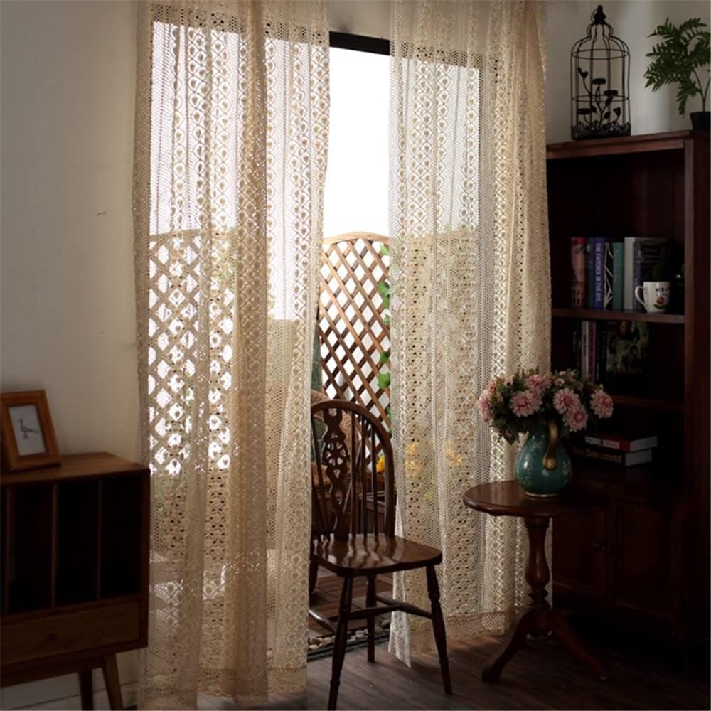 Yunsurey Rustic Crochet Curtain Panel 1 Piece