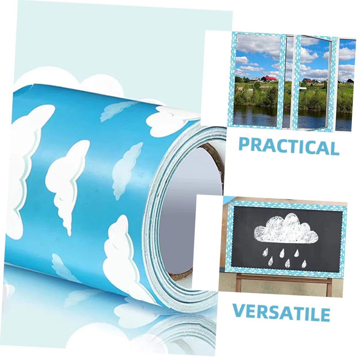 Cabilock Cloud Pattern Bulletin Board Border Trim for Classroom and Office Decor