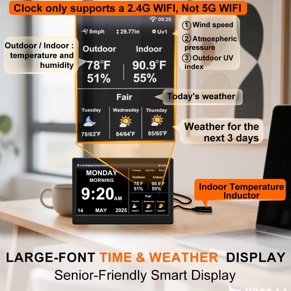 TIMEMOON 2025 Digital Clock with Weather Forecast