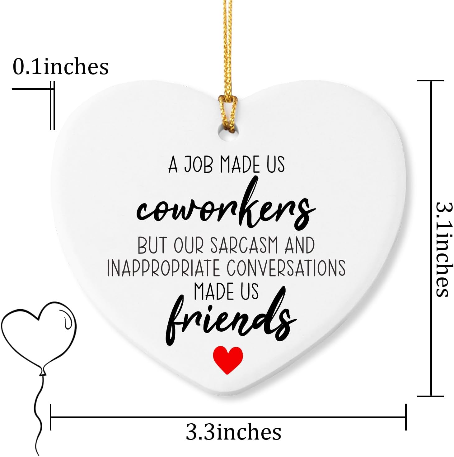 Farewell Gift Heart Plaque for Coworkers Christmas Ornament Keepsake Sign