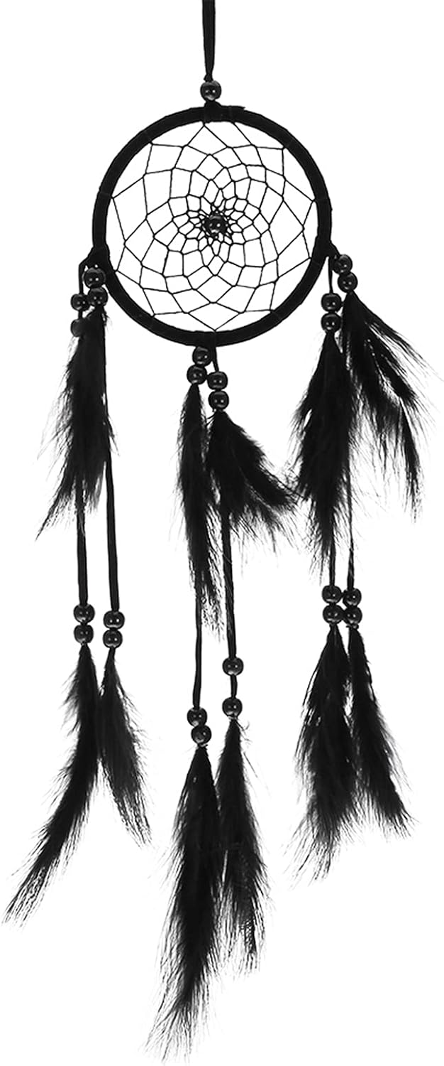 Feather Dream Catcher Handmade Macrame Wall Hanging Decor Black