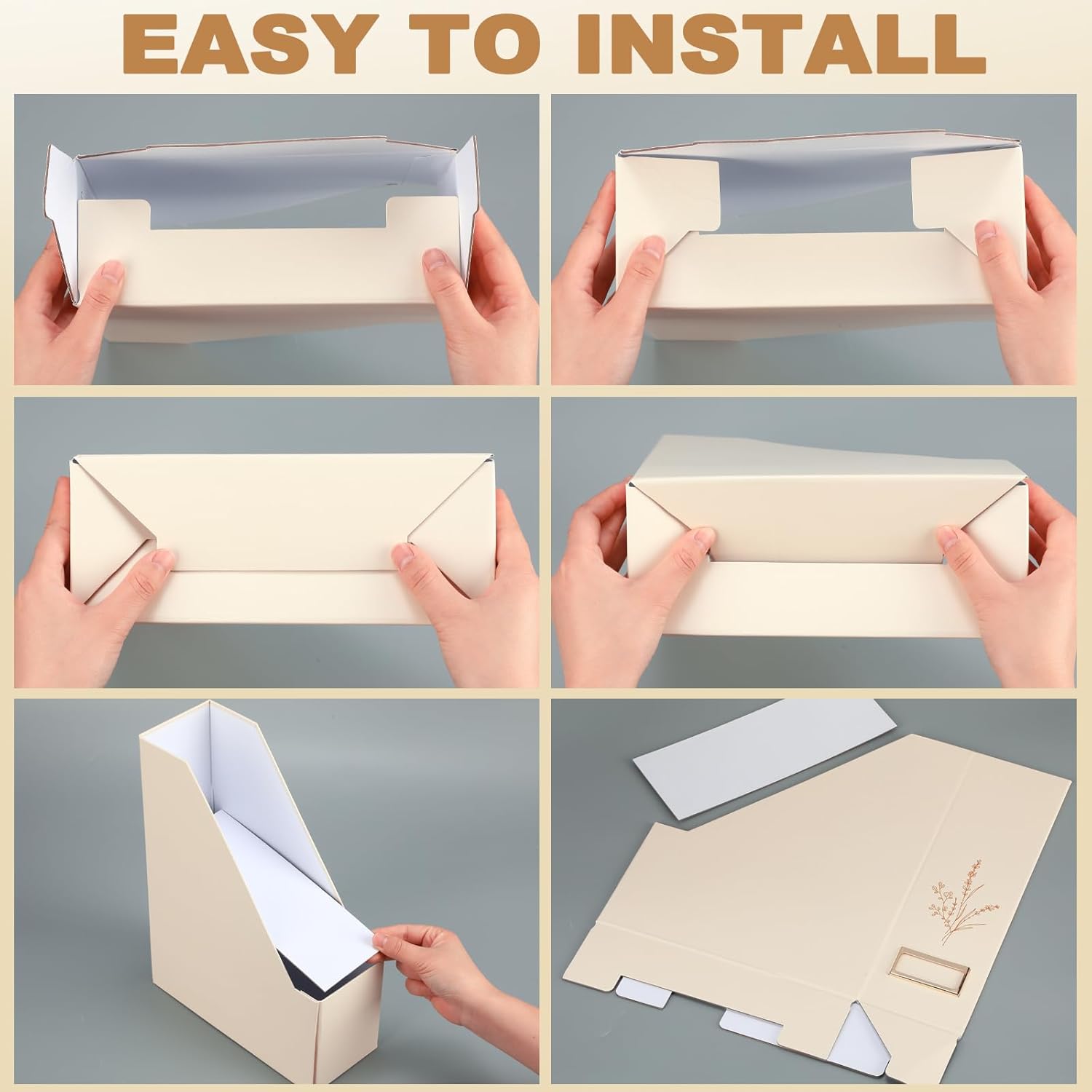 5 Pack Magazine File Holder Vertical Desk Organizer Beige