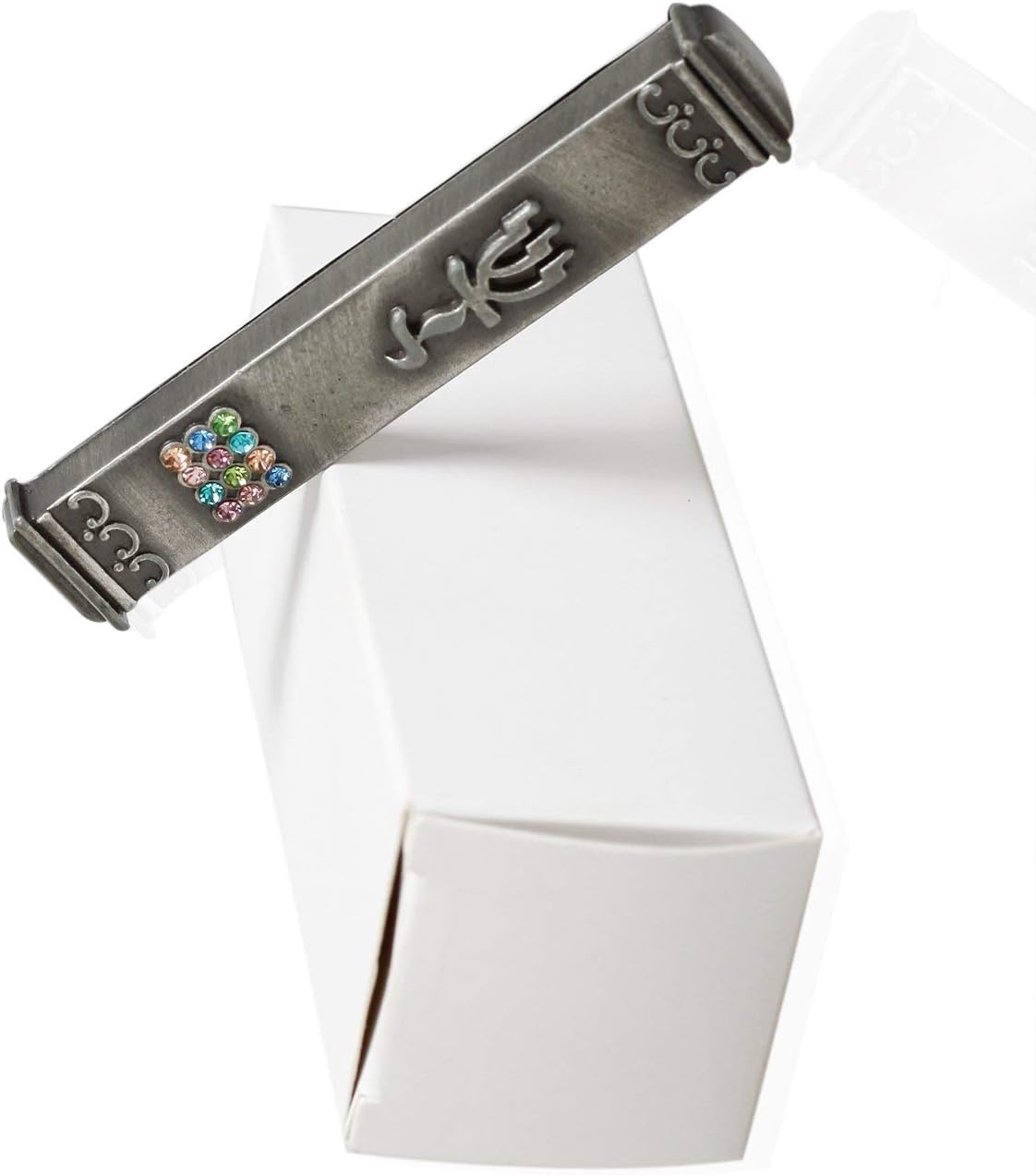 Holy Land Market Mezuzah Scroll - 3 Inches Silver 12 Tribes Ephod Breastplate