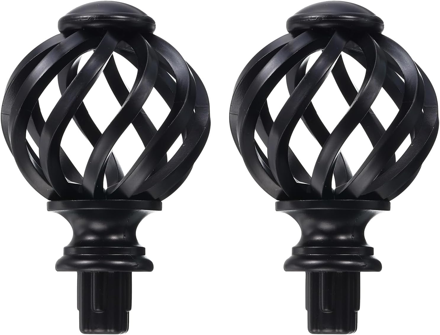 Uxcell Curtain Rod Finials 2Pcs Black Plastic Ends 19mm Diameter