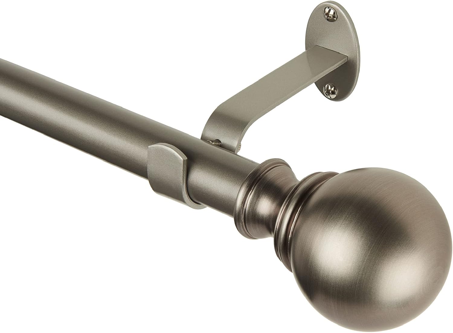 Elrene Cordelia Adjustable Single Curtain Rod with Globe Ball Finials 1 Inch Diameter Antique Pewter