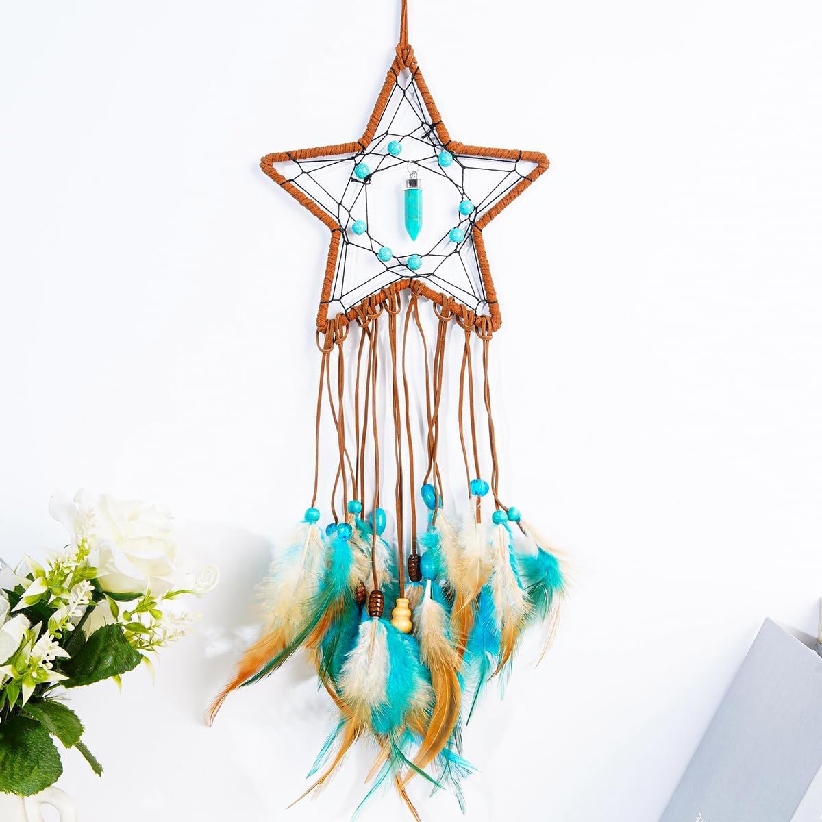 2 Pack DIY Feather Dream Catcher Kits Turquoise Wall Hanging Boho Decor for Adults