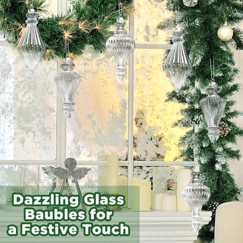 6 Pcs 57 Inch Glass Christmas Ornament Set