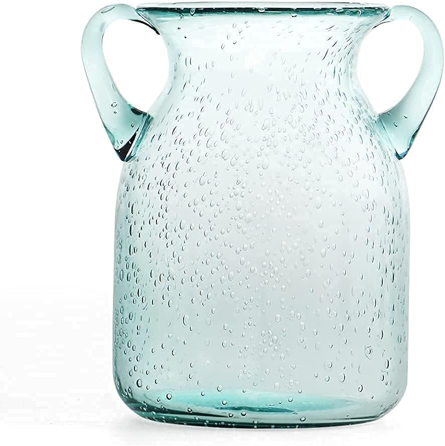 MDLUU Seeded Glass Vase with Double Ear Design
