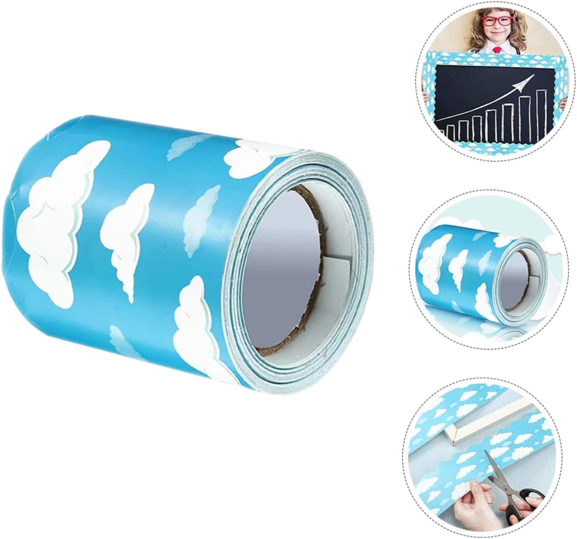 Cabilock Cloud Pattern Bulletin Board Border Trim for Classroom and Office Decor