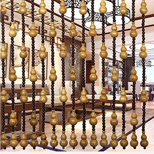 Natural Wood and Bamboo Beaded Curtain for Bedroom Privacy