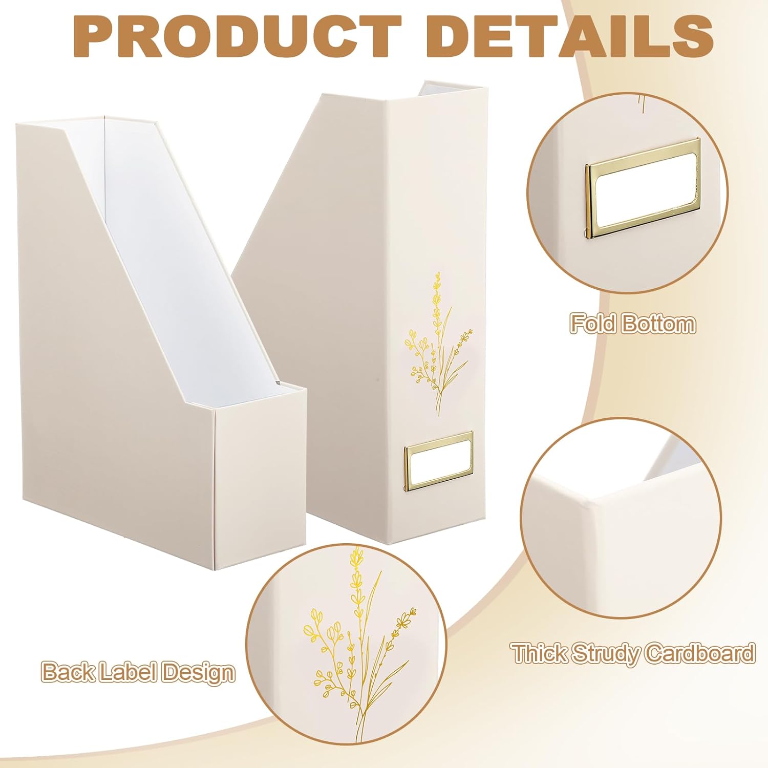 5 Pack Magazine File Holder Vertical Desk Organizer Beige