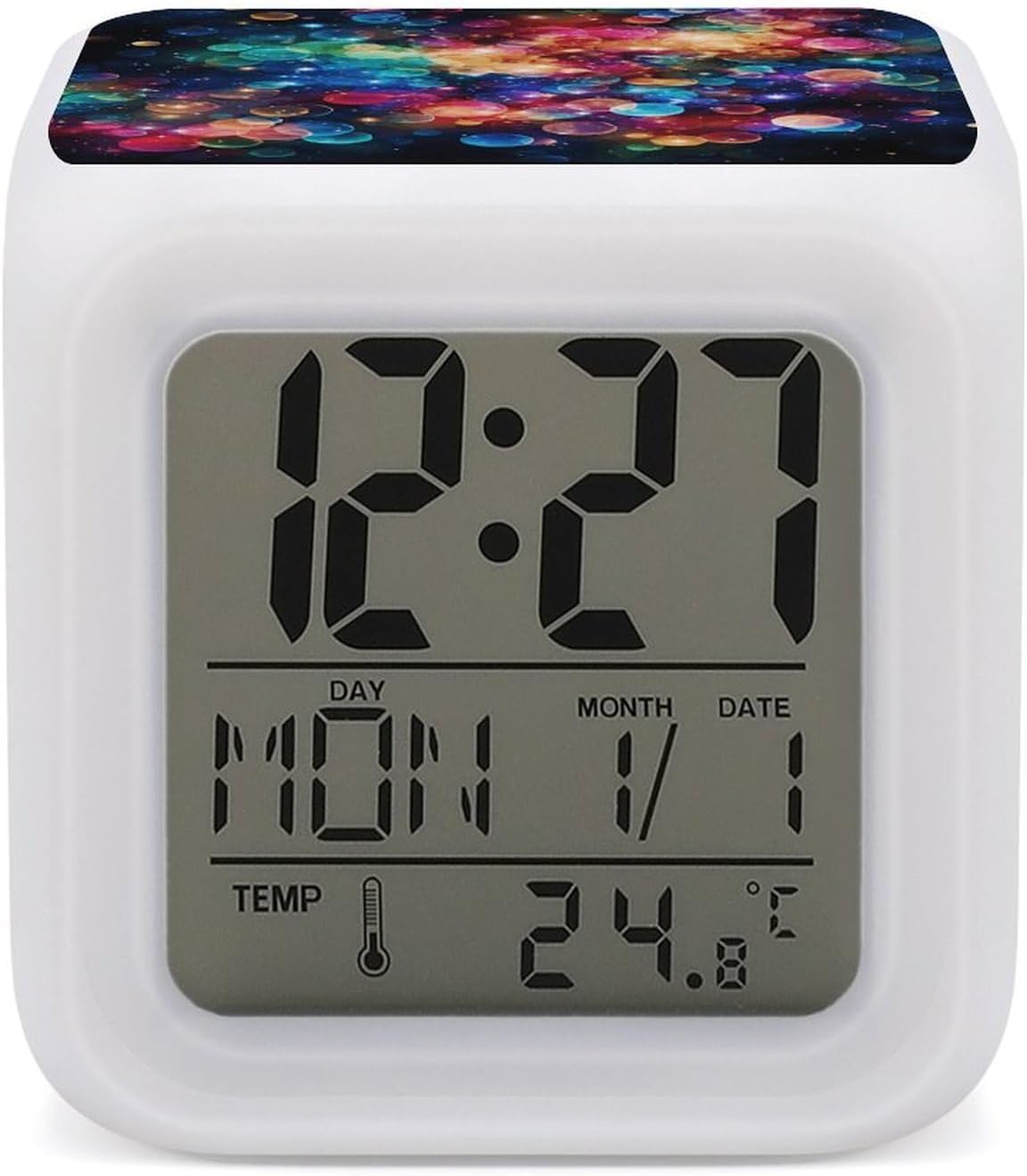 Colorful Rainbow Stars Alarm Clock with Night Light