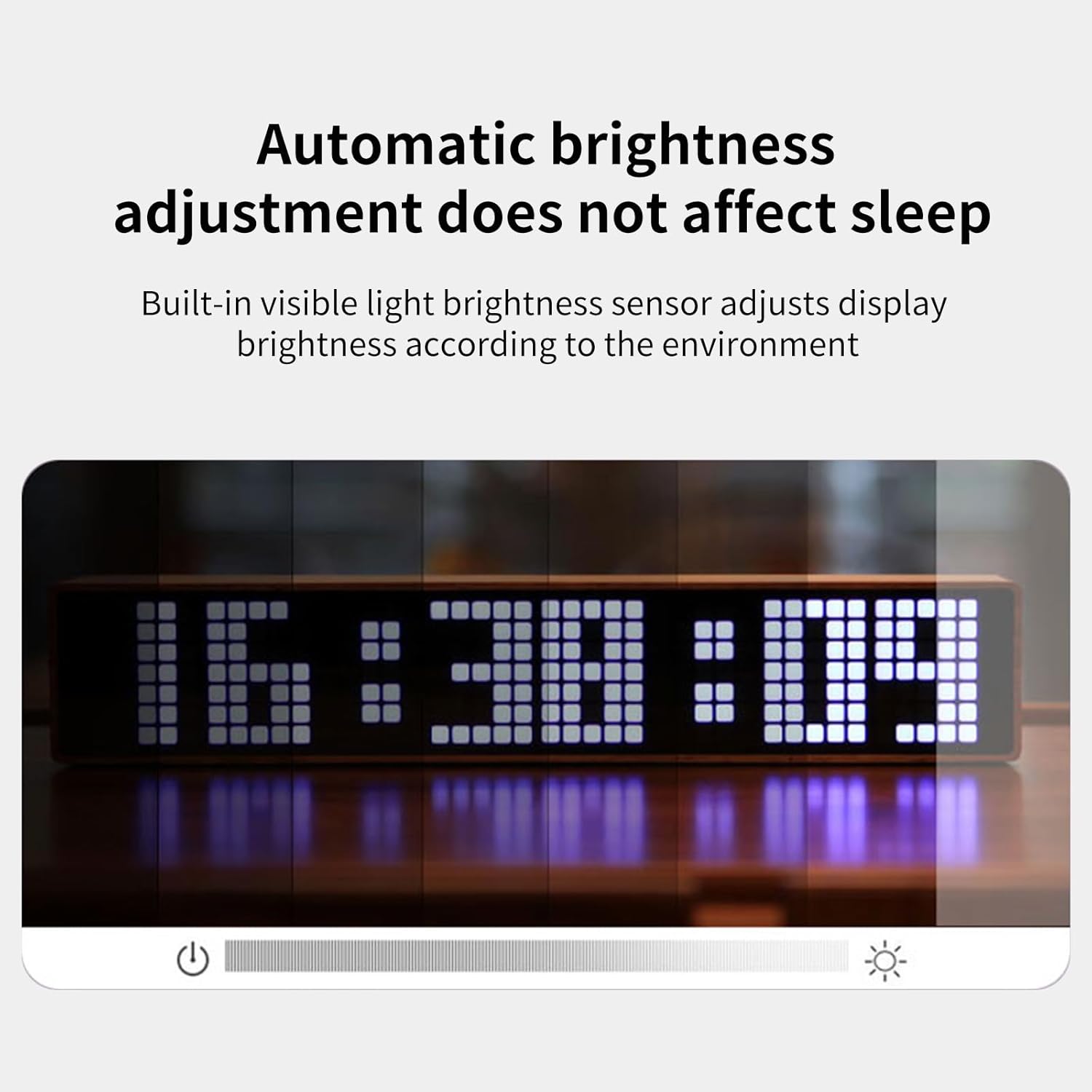 Creative LED Clock Solid Wood Design WiFi Sync Weather Display Voice Chime Multi-Use Decor