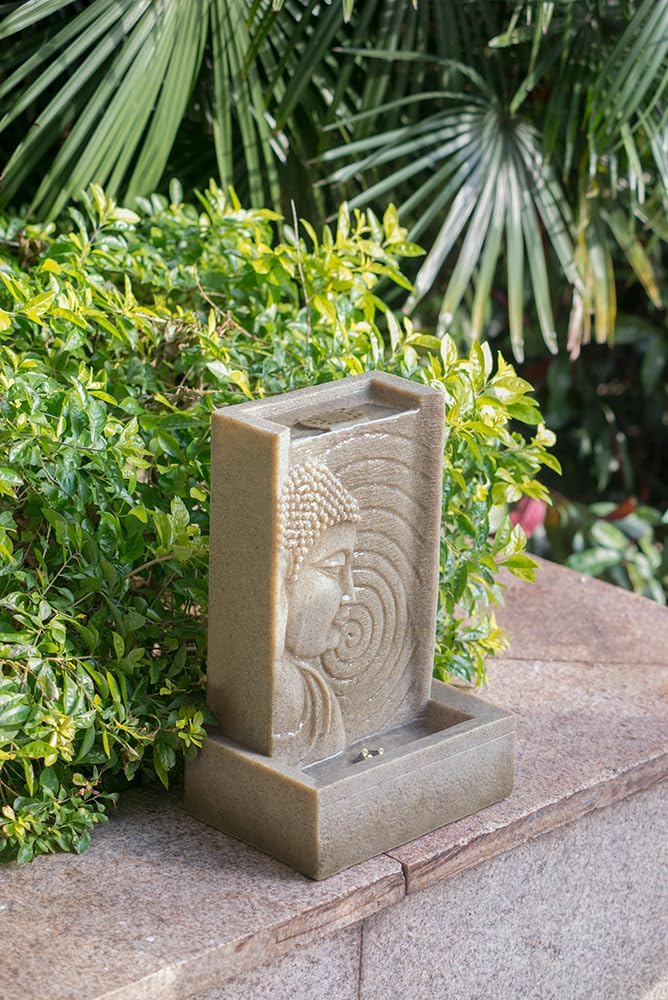 9x65x14 Inch Buddha Fountain with LED for Outdoor Indoor Use