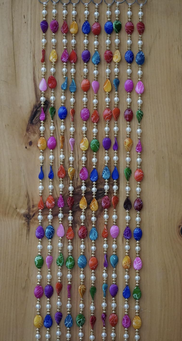 5-Piece Colorful Beaded Curtain Set - 5ft Decorative Boho Panels