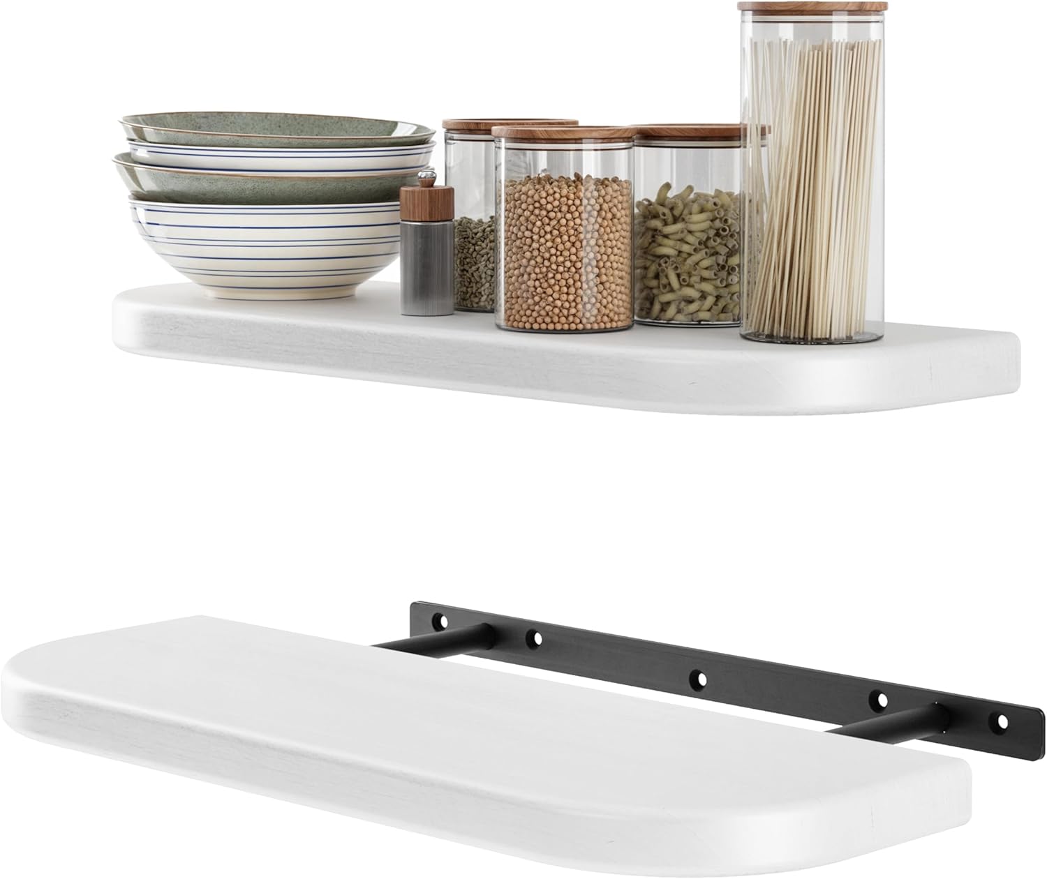 BATODA Set of 2 17 Inch White Floating Shelves Wall Mounted