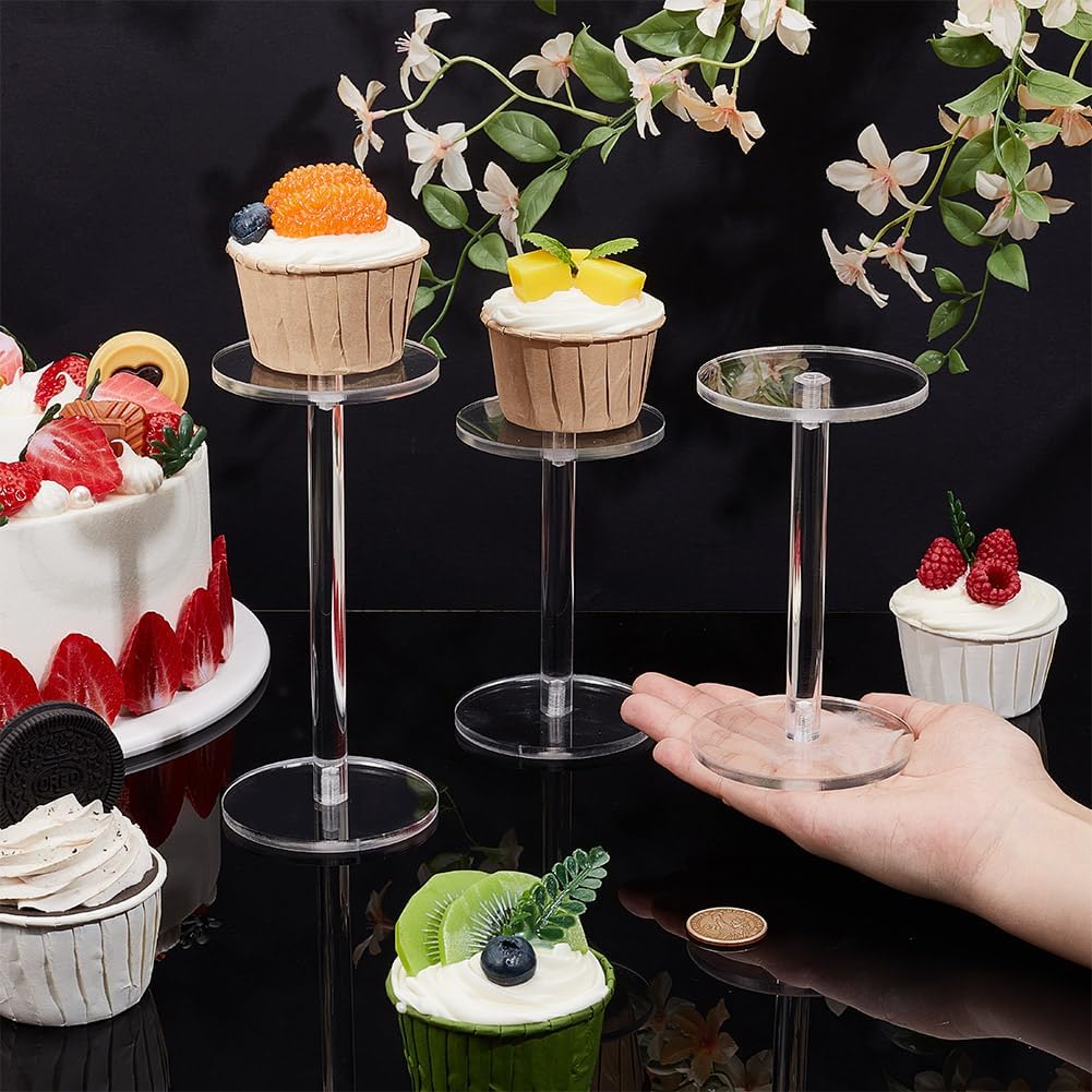 NBEADS 3 Pcs Clear Acrylic Round Pedestal Display