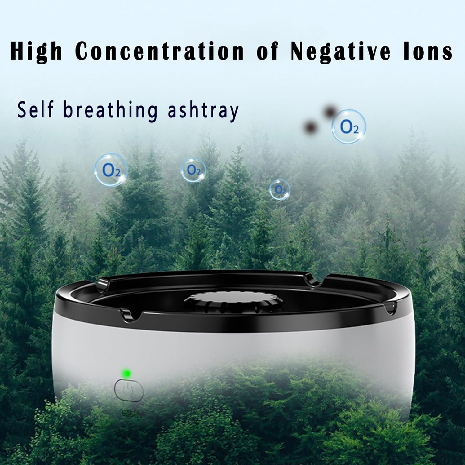 2 in 1 Air Purifier Ashtray USB Rechargeable White