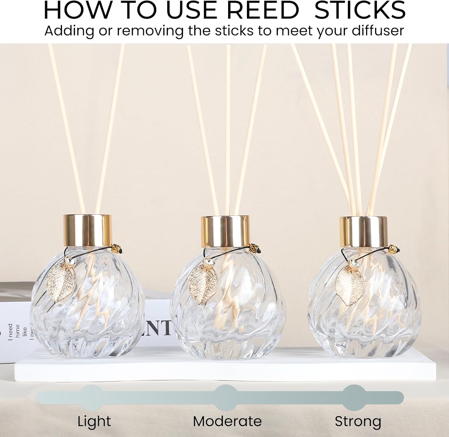 4-Piece Reed Diffuser Set with Gold Decor