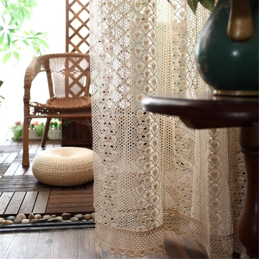 Yunsurey Rustic Crochet Curtain Panel 1 Piece