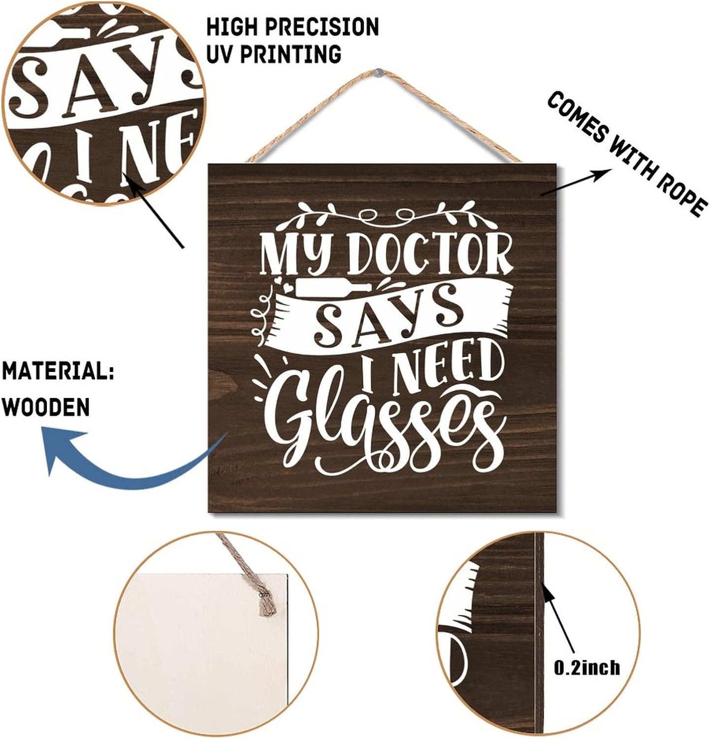 Rustic Wood Sign My Doctor Says I Need Glasses Wall Decor