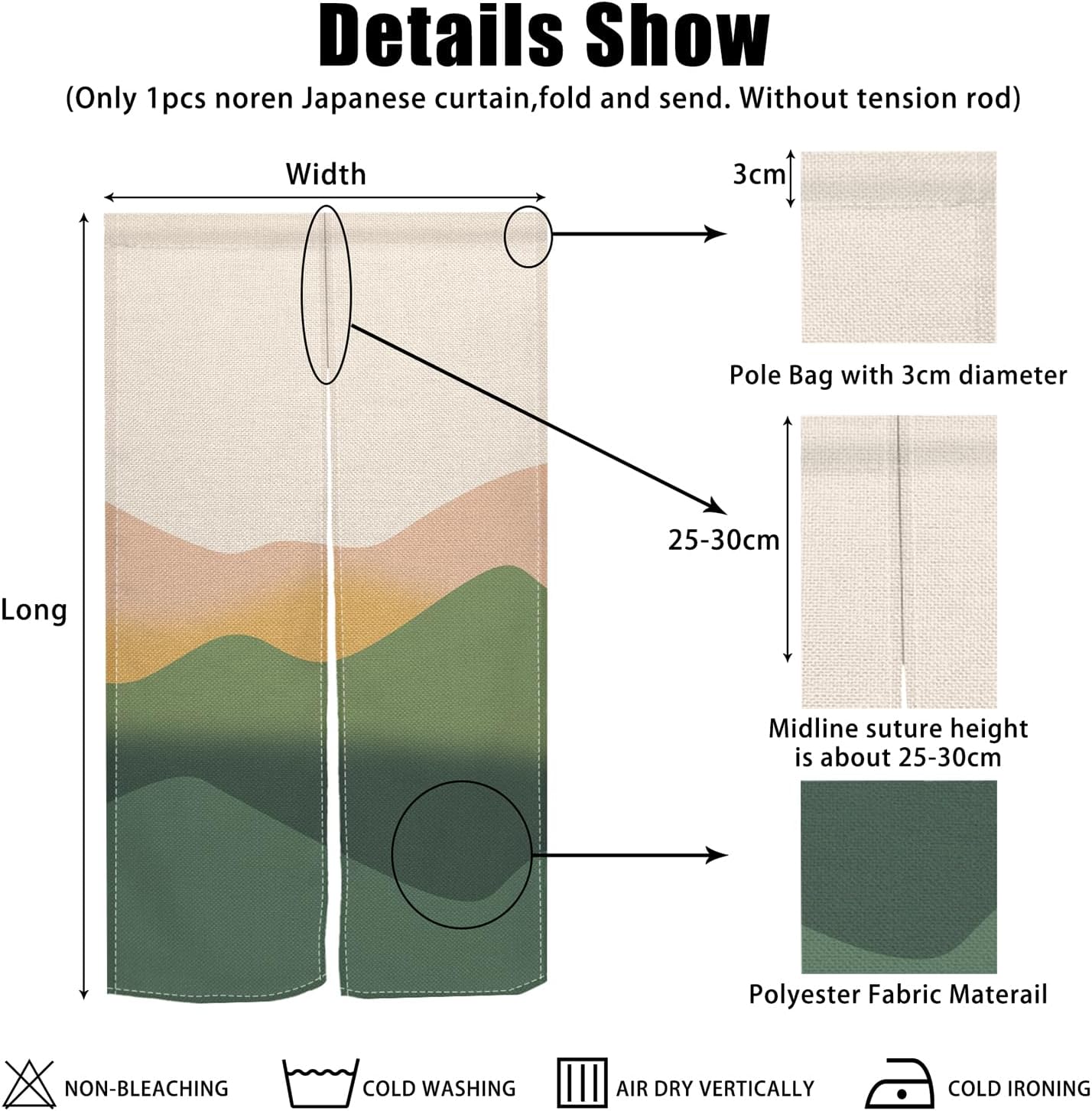 Japanese Noren Door Curtain 335x709 Inch Privacy Divider Decor