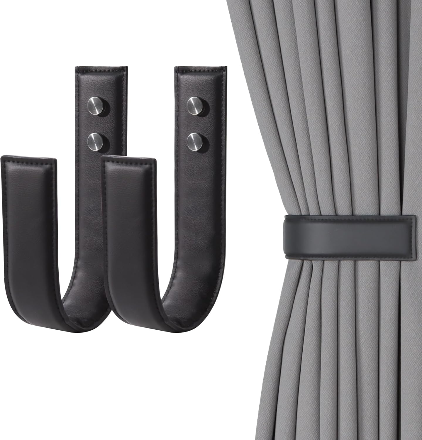 OCIOLI Modern Black Curtain Tiebacks 2 Pack