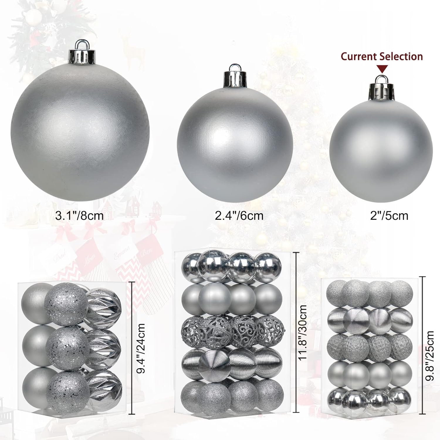 30PCS 2 Inch Shatterproof Gold Xmas Tree Balls