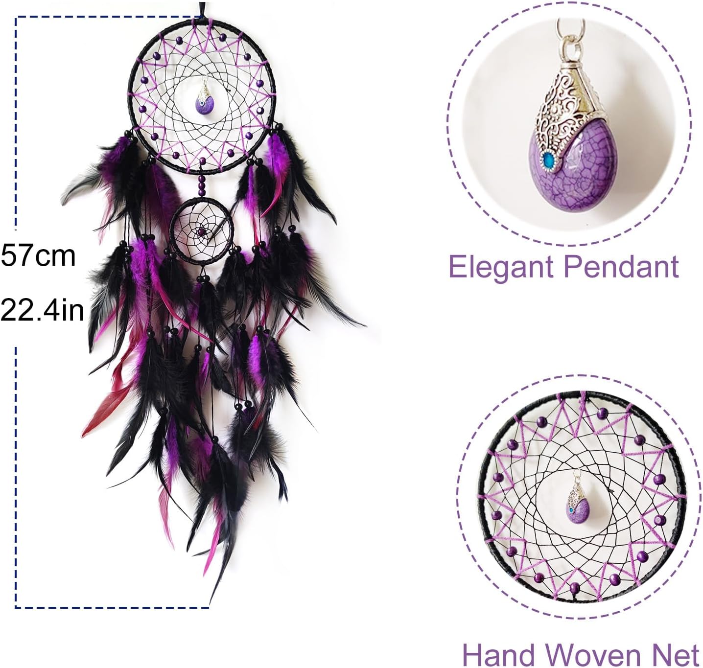 Black Purple Dream Catcher Wall Decor Hangings