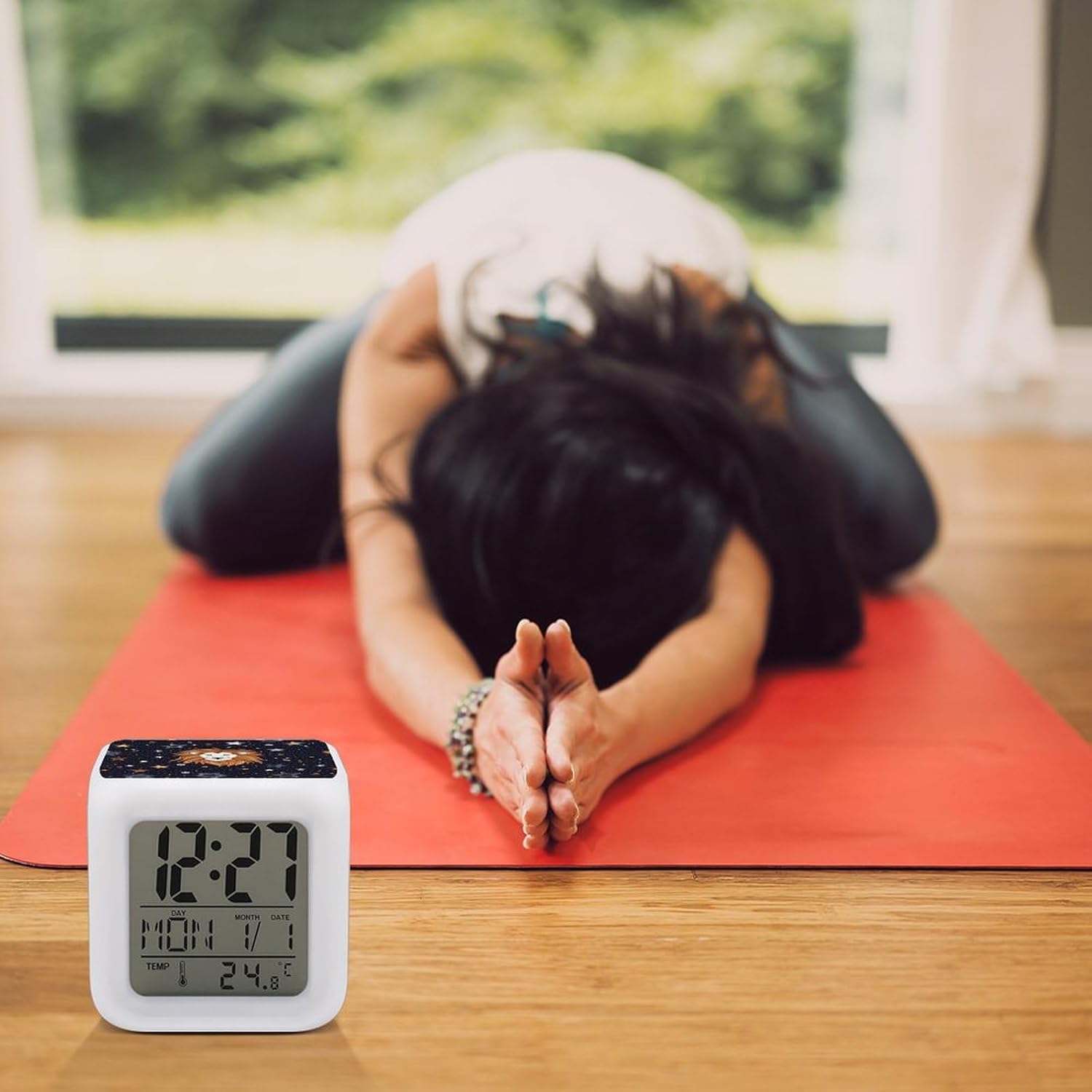 Lion and Stars Alarm Clock with Night Light and Date Display