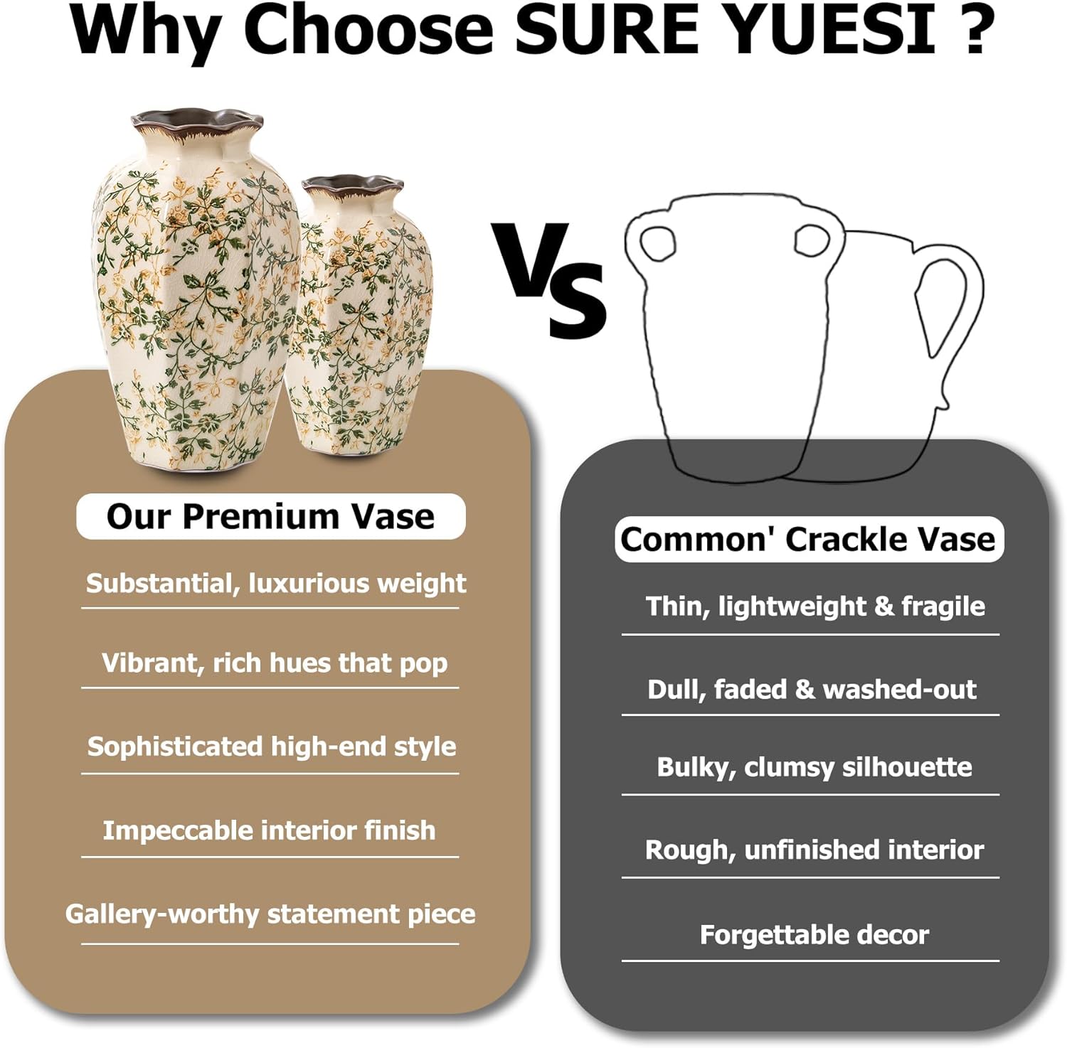 Vintage Pastoral Octagonal Ceramic Vase 91 Inch