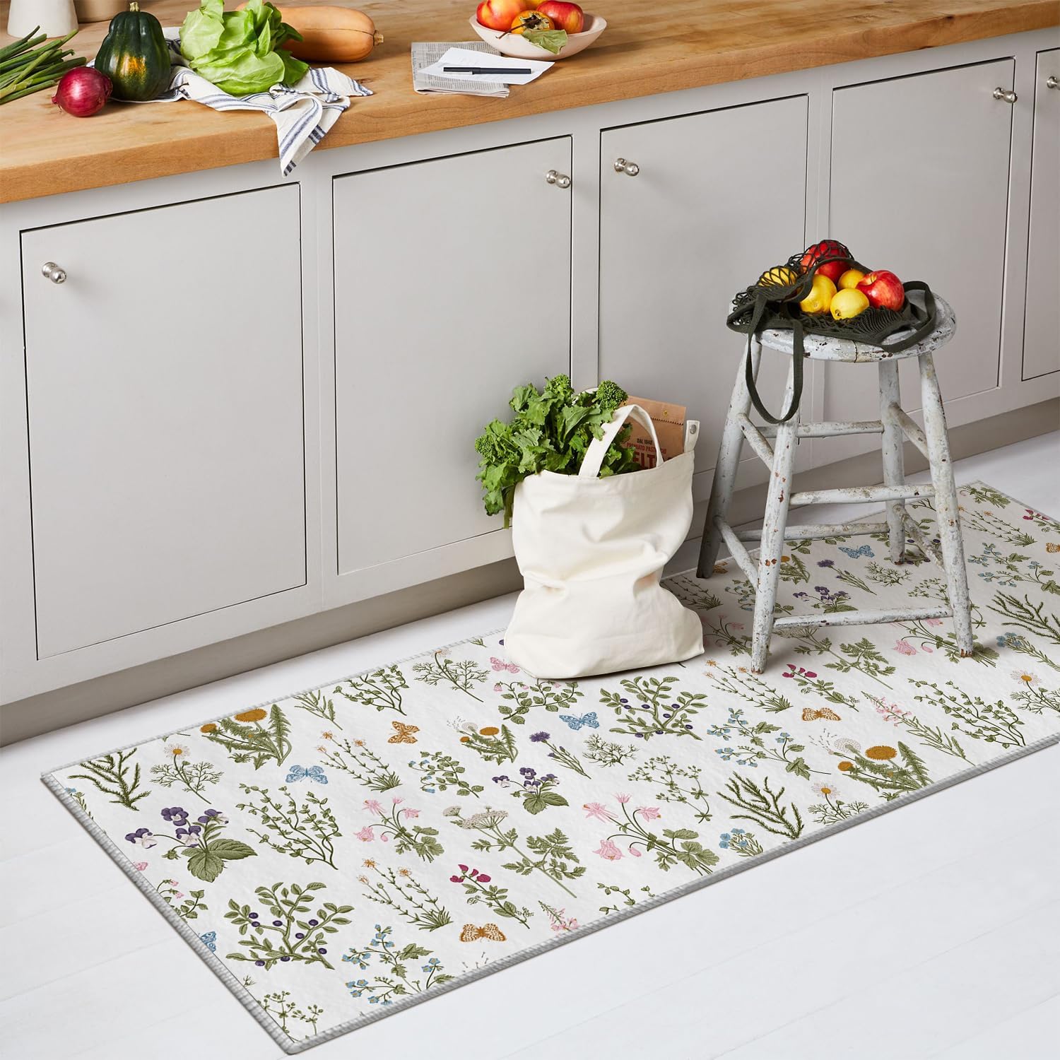 Artoid Mode Wild Floral Antique Herbs Runner Rug