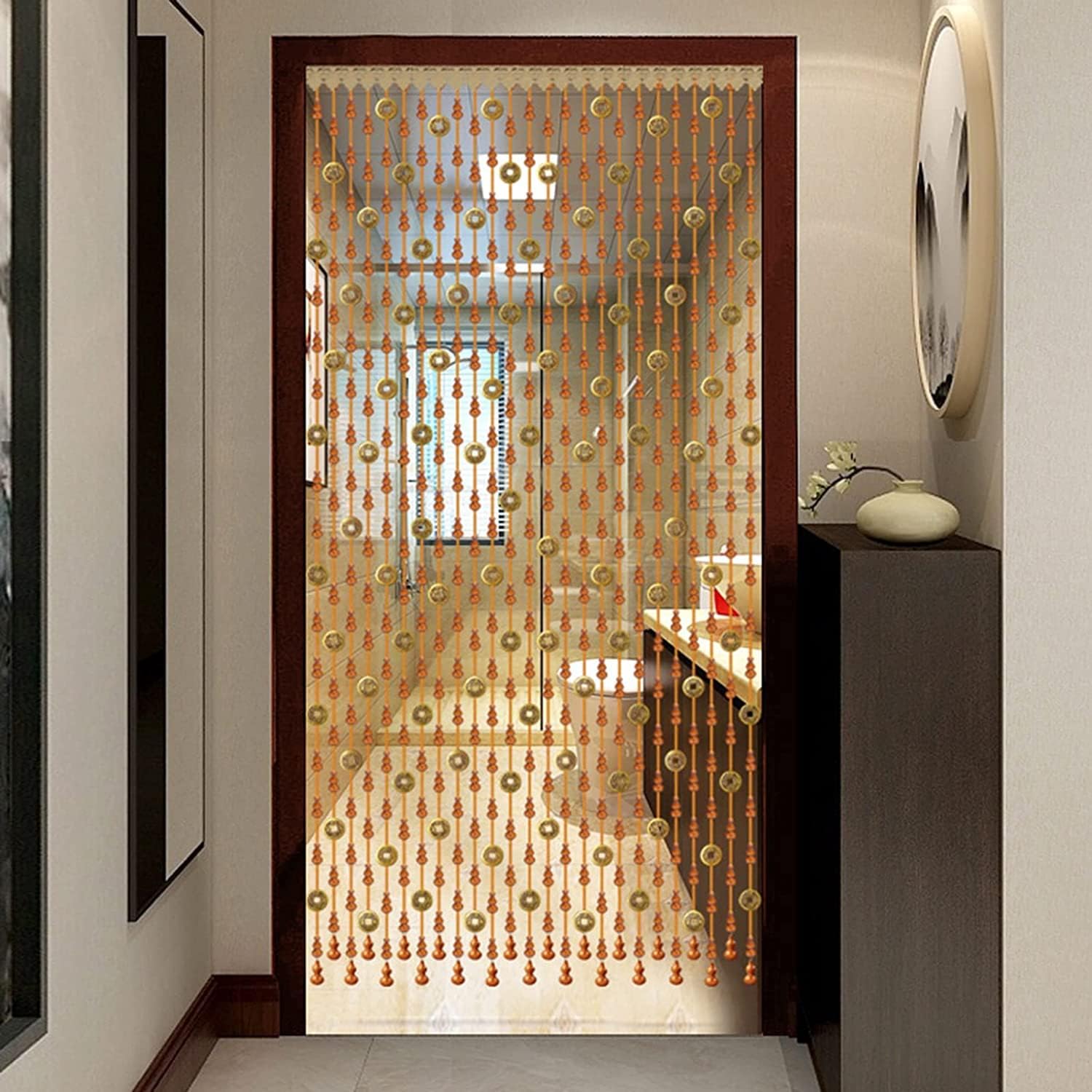 Tophacker Beaded Curtain Natural Wooden Beads Door String