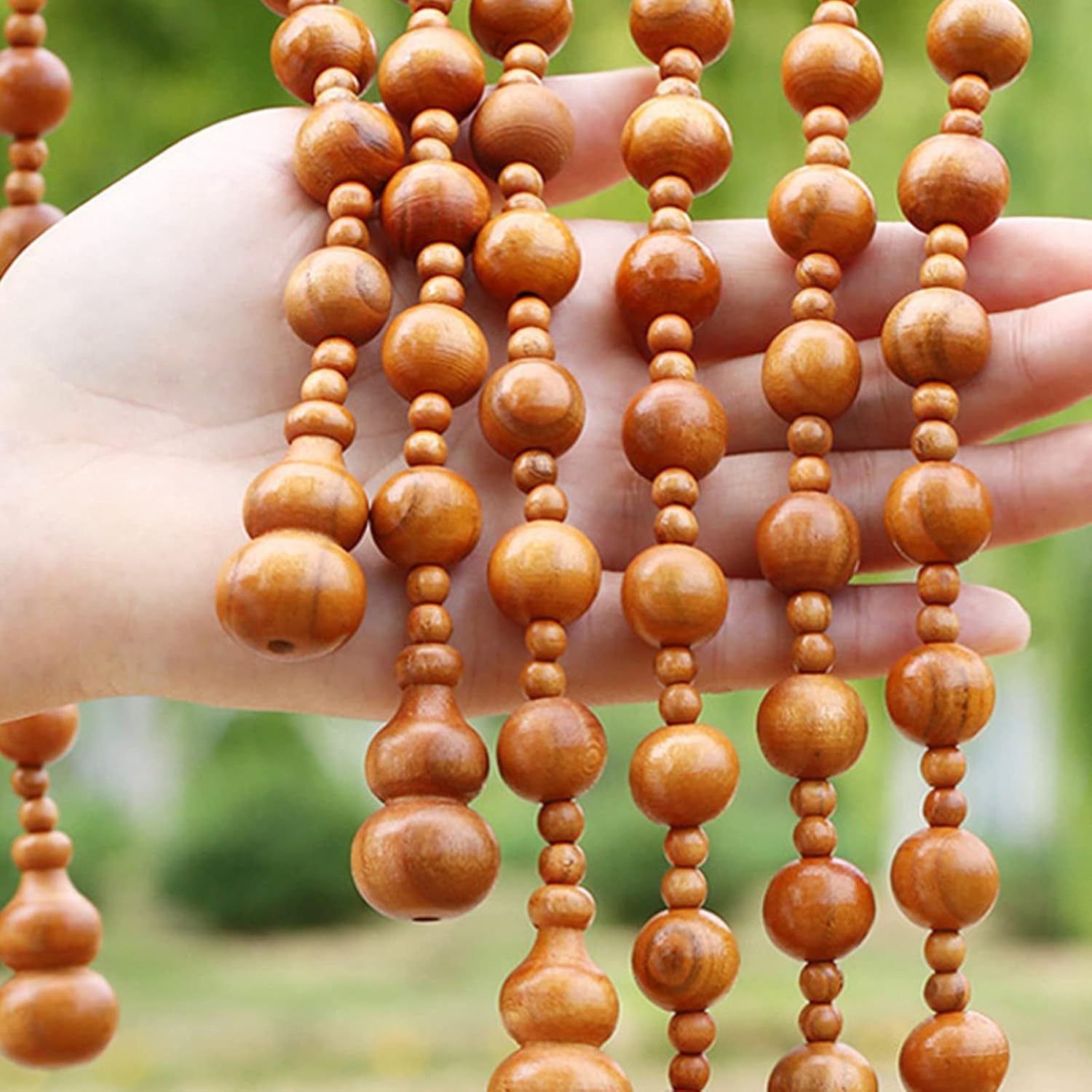 Wooden Beaded Door Curtain Screen with 21 Strands