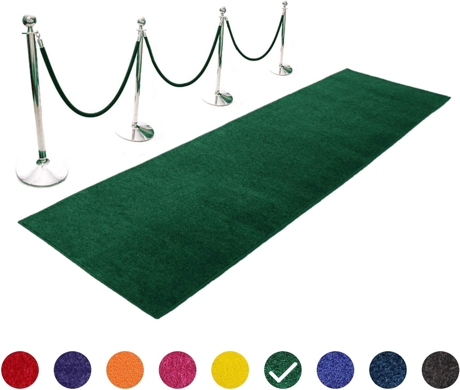 Elegant Plush Pile Event Carpet Aisle Runner - Green
