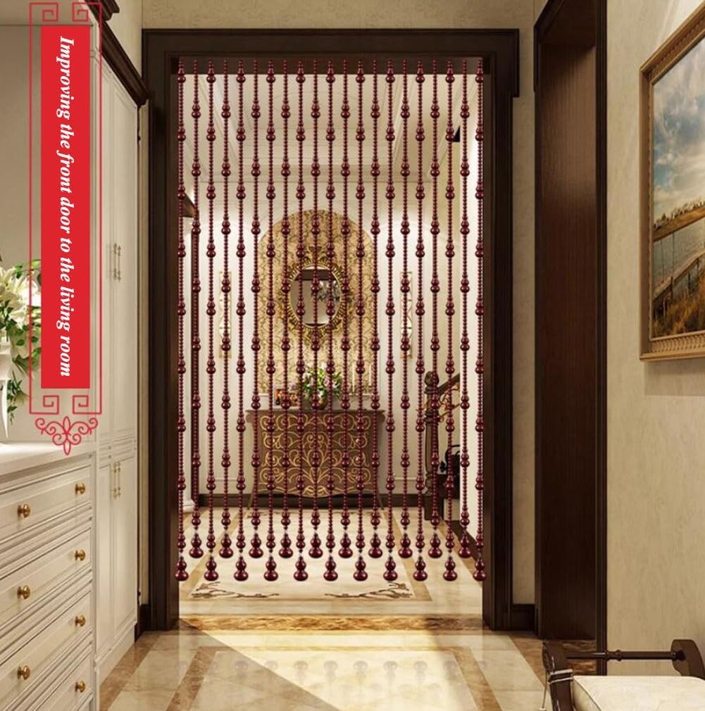 Wood Beaded Curtain For Doorway Handmade Decorative Partition