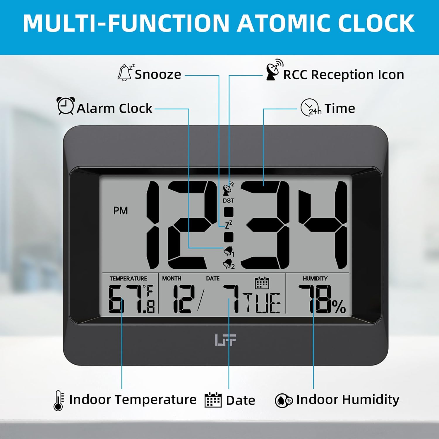 LFF Atomic Clock with Temperature Humidity Display