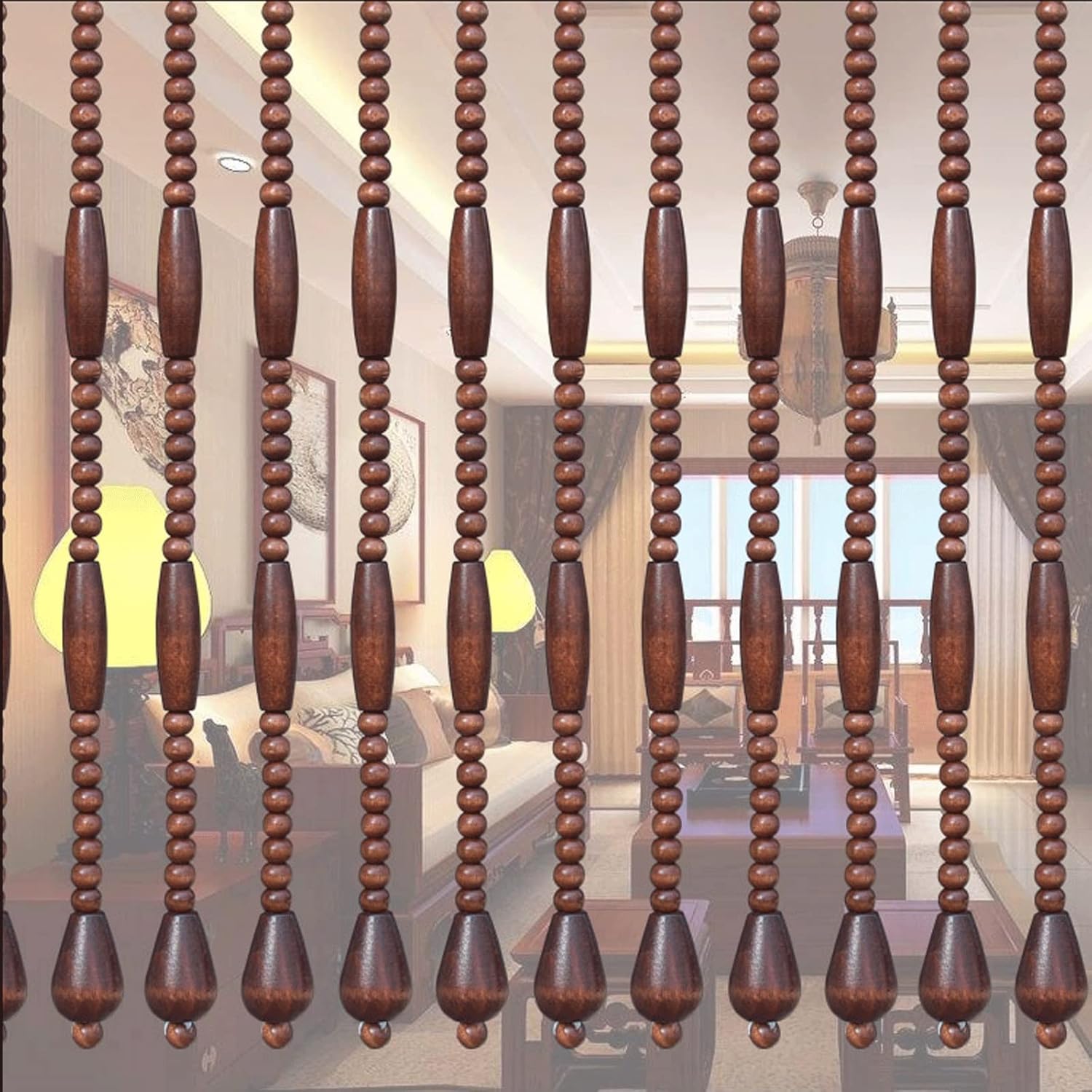 Natural Wooden Beaded String Curtains for Home Decor