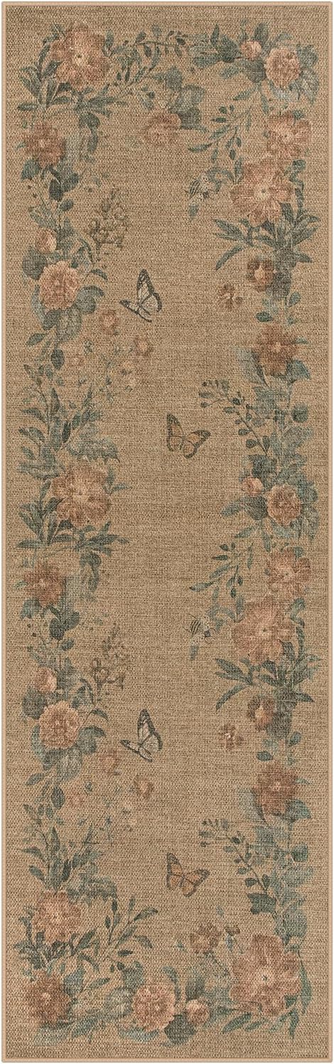 Lahome Floral Jute Style Rug Runner 2x8