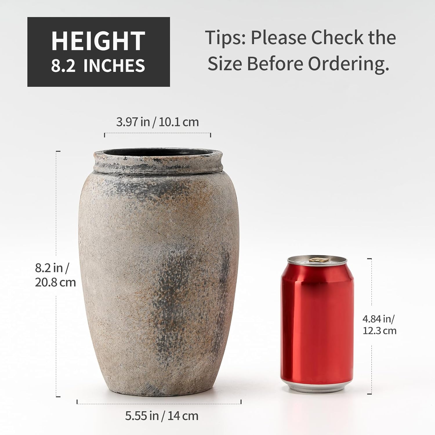 PORCER 82 Inch Gray Ceramic Vase for Home Decor