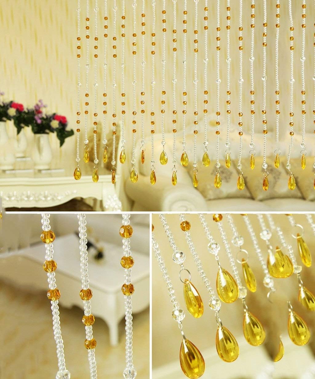 OKUOKA Crystal Beaded Door Curtain Panel