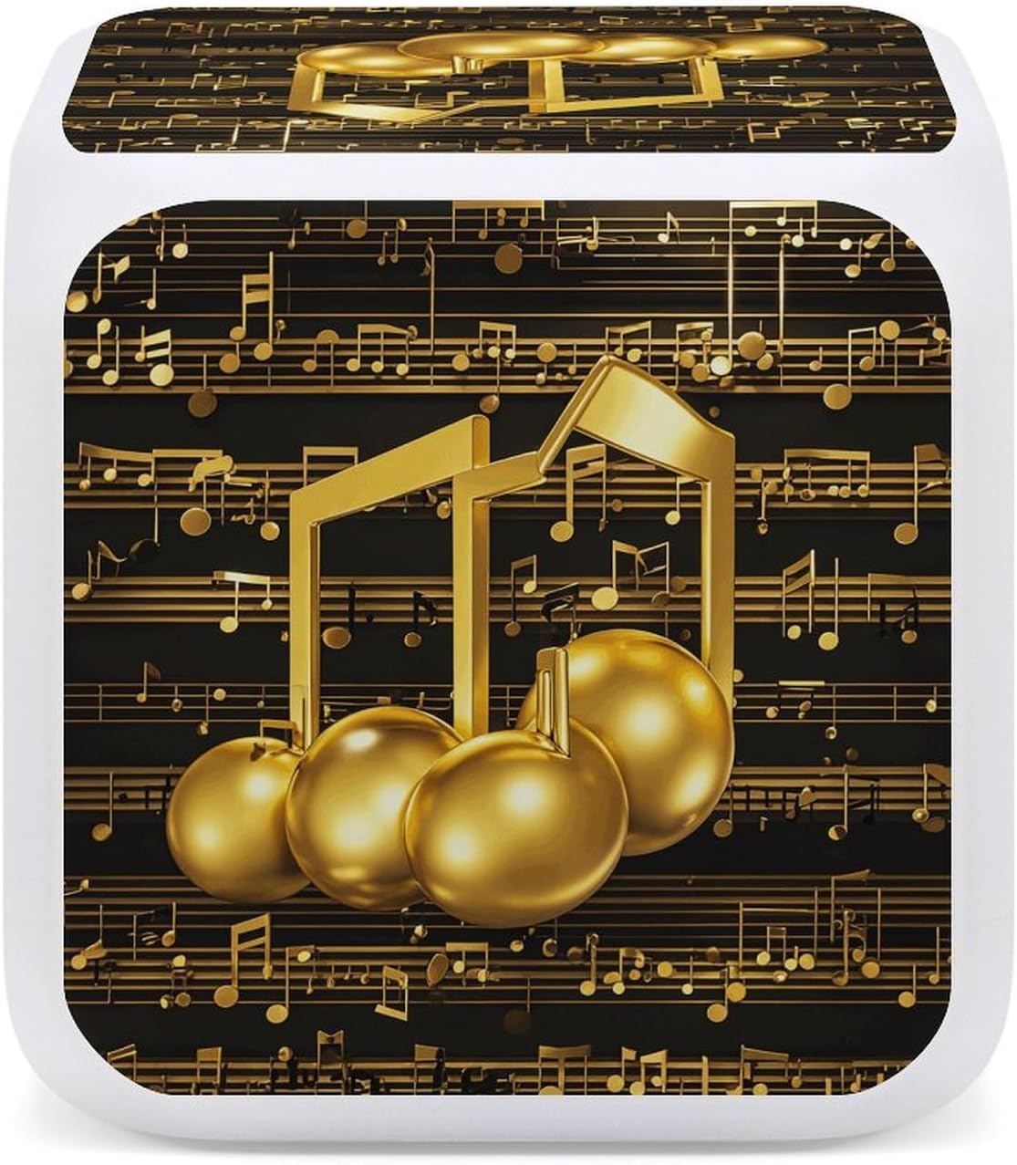 Gold Musical Note with Shiny Star Alarm Clock with LED Display and 7 Color Night Light