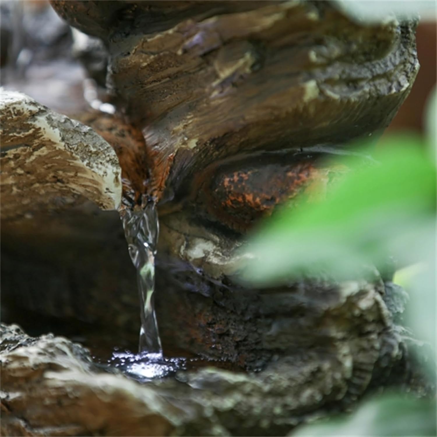 9x5x14 Indoor Brown Wood-Look Water Fountain with LED Light