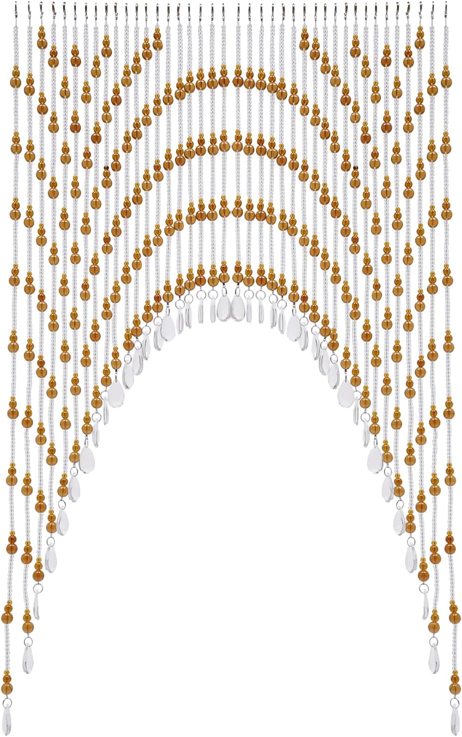 Hanging Crystal Door Beaded Curtain with 40 Strings Amber