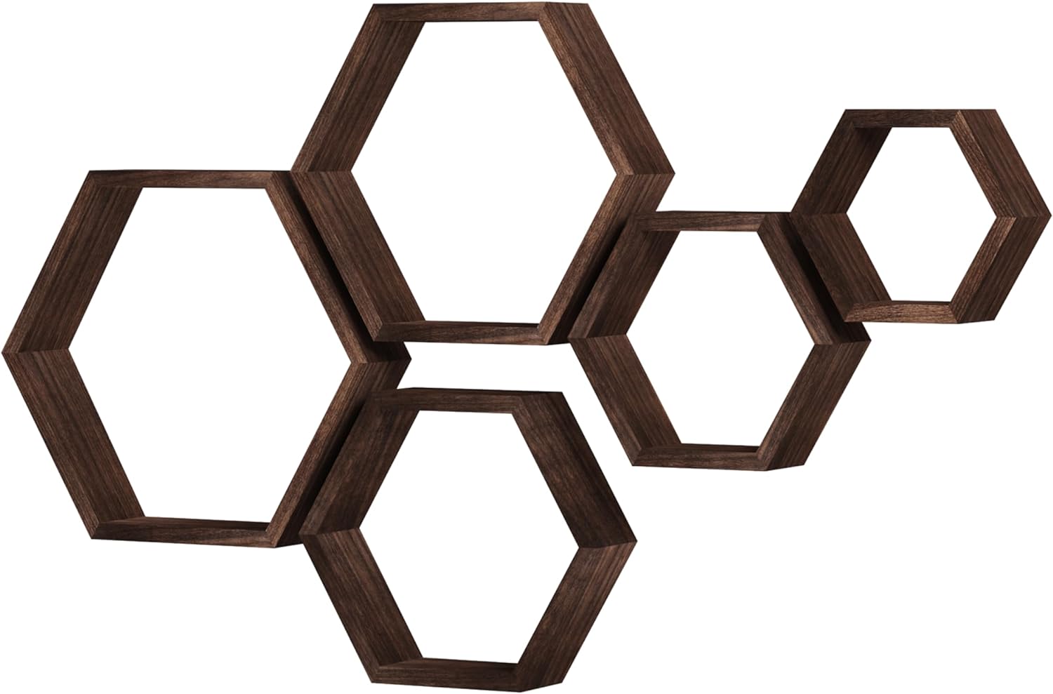 WONFUlity Hexagon Floating Shelves Driftwood Wood
