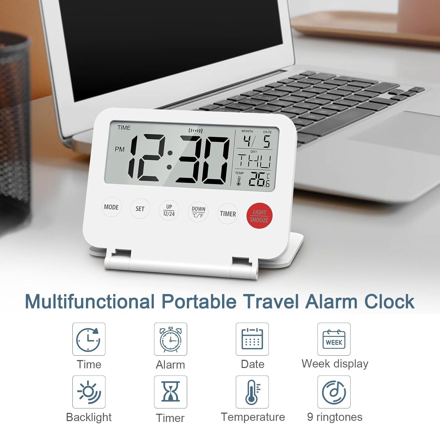 Ankilo Digital Travel Alarm Clock with Temperature and Countdown Timer