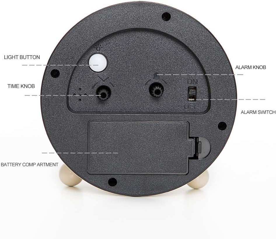 Super Silent Metal Alarm Clock with Night Light and Retro Design